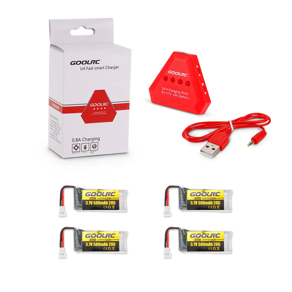 4 шт. GoolRC 3 7 V 500mAh 20C Li po батарея с в 1 U4 быстрое умное зарядное устройство для T33 JJR/C