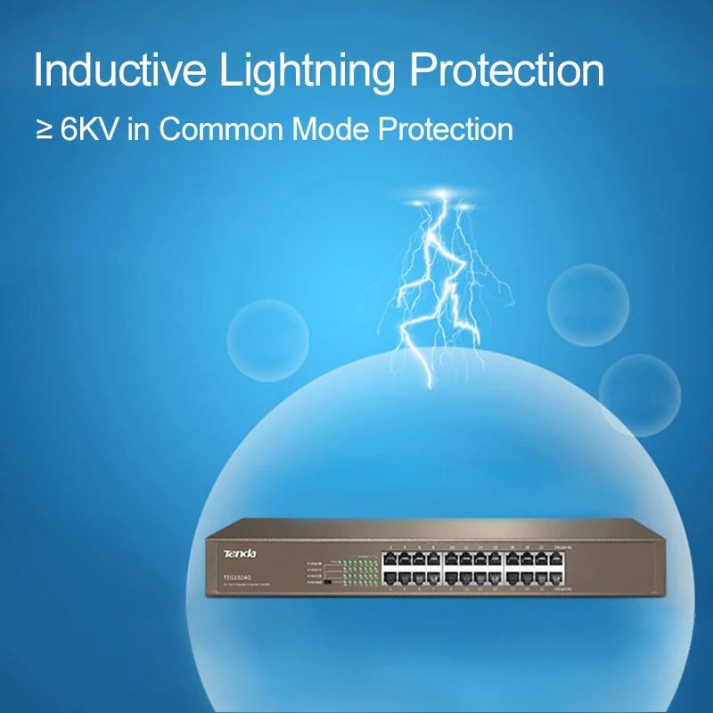 Tenda TEG1024G 24 Порты и разъёмы 1000 м Gigabit Enternet сетевой коммутатор 48 Гбит/с Auto MDI/MDI X