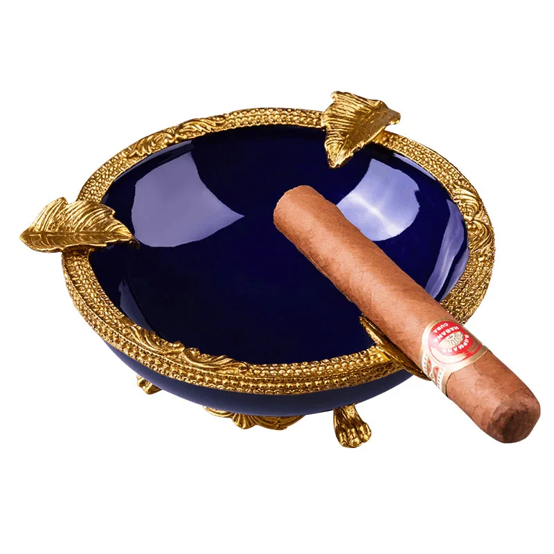 

cigar ashtray European glaze craft ceramic ashtray copper carving CE-0136