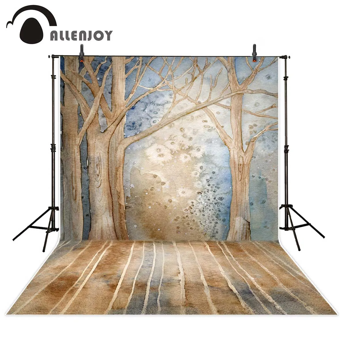 Allenjoy винтажный фон для фотосъемки с деревьями Зимний снег картина маслом Фотофон