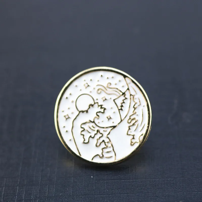 Waves Round Brooches Plant Flowers Enamel Pin for Boys Girls Lapel Pin Hat/bag Pins Denim Jacket Shirt Women Brooch Badge Q270