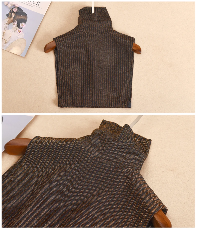 Шарф женский вязаный в полоску с деревянными ушками однотонный теплый