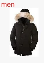 men black Канада Goode зимняя куртка мужская белая куртка на утином пуху Мужская парка средней длины утепленная парка с меховым капюшоном Верхняя одежда куртка пальто - Цвет: men black
