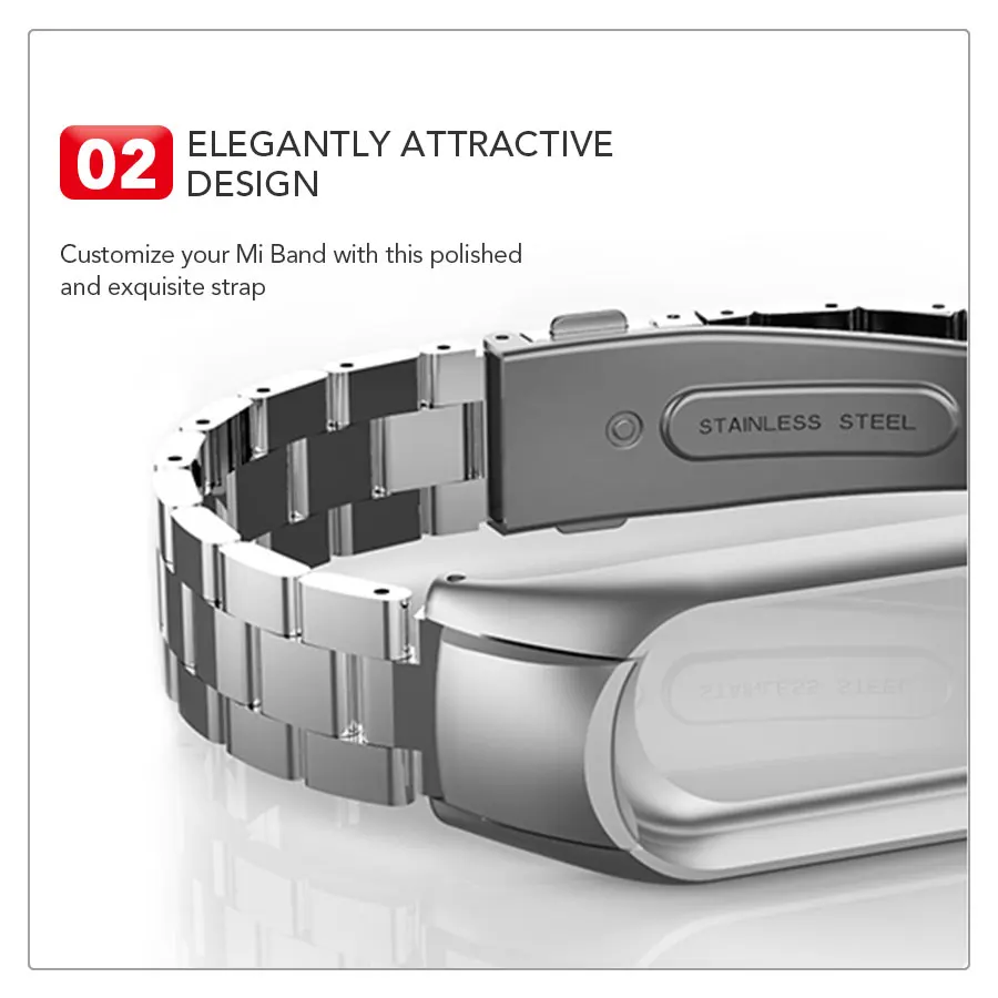 Браслет из нержавеющей стали для Mi Band 3 металлический Безвинтовой сменный