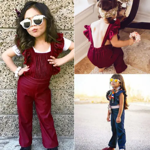 Милый модный вельветовый комбинезон без рукавов для маленьких девочек с