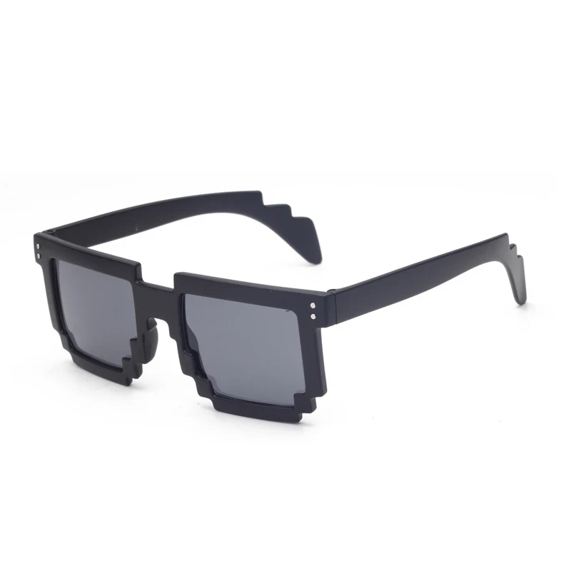 VRCHIC, дело с ним Thug Life Shades, солнцезащитные очки, безрамные, пиксель, унисекс, очки для мужчин и женщин, вечерние, мозаичные очки - Цвет линз: Sand black
