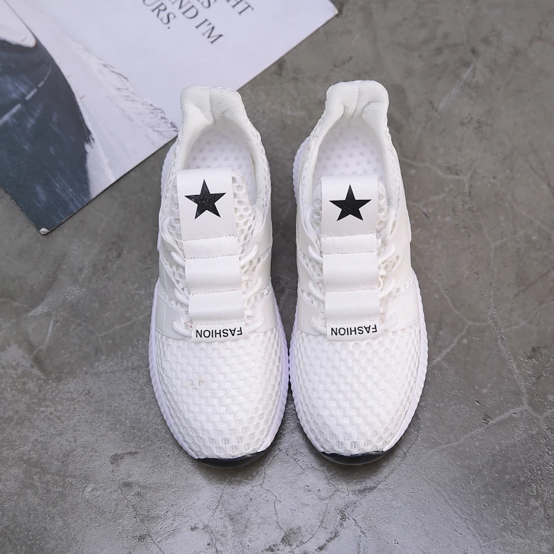 Summer Sneaker Woman Walking Shoe Ultra-light Breathable Female Athletic Trainers Solid Color Mesh Stability Outdoor Sports | Спорт и