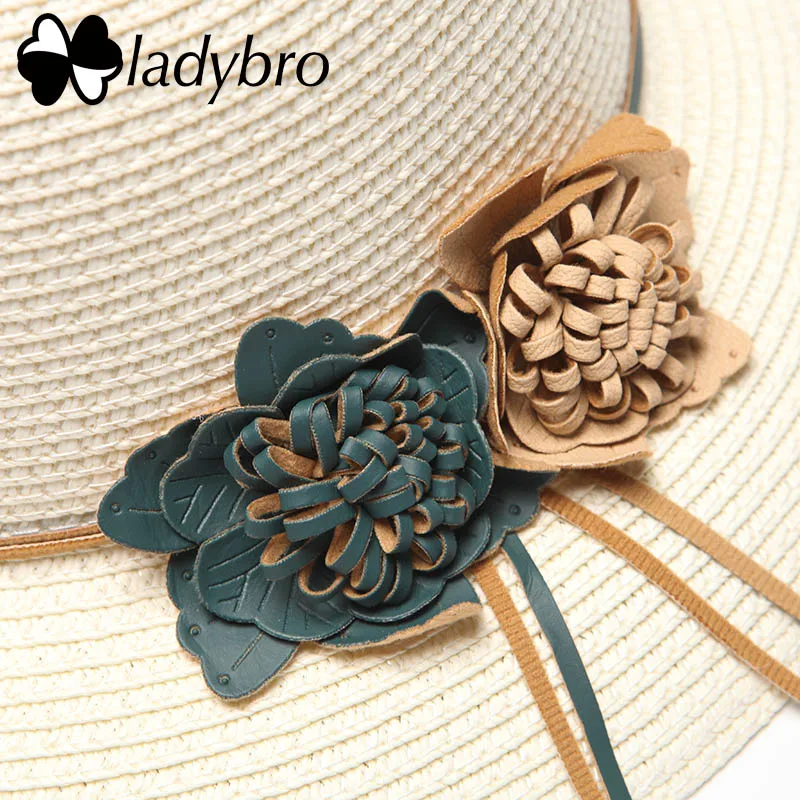 Ladybro Летняя Пляжная соломенная шляпа от солнца праздничные дамские шапки кепка