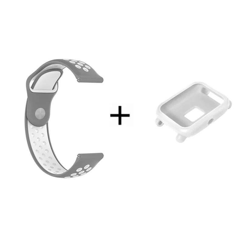 9 2в1 силиконовый ремешок для Xiaomi Huami Amazfit Bip Bit Pace Lite Молодежные Смарт-часы с заменой ремешка браслет+ чехол - Цвет: 9