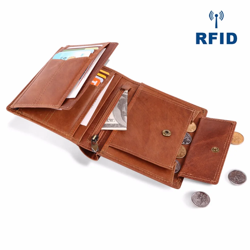Винтажный Мужской короткий кошелек JOYIR из 100% натуральной кожи с технологией RFID
