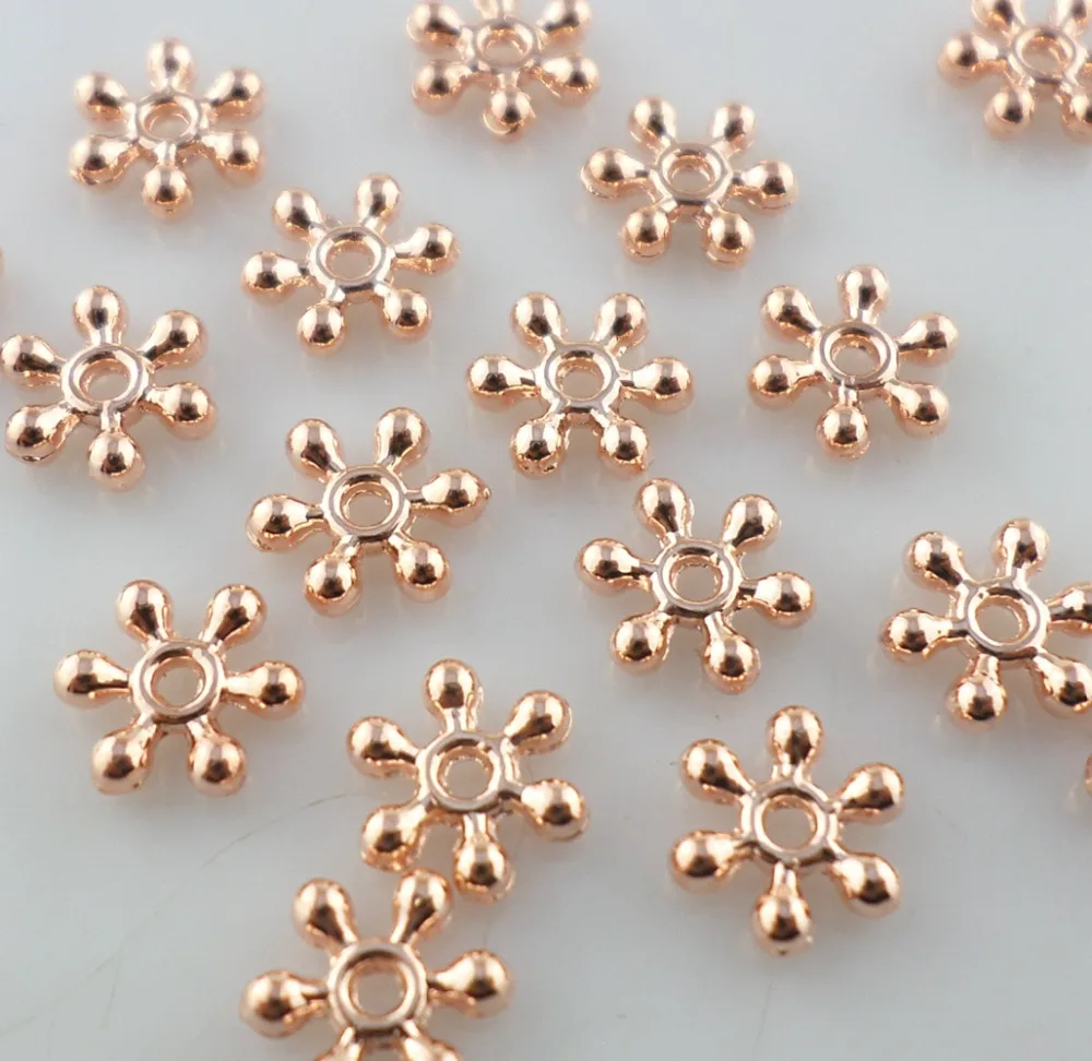 100 шт Розовое золото металлические снежинки цветок россыпью бусины 8 мм ювелирных
