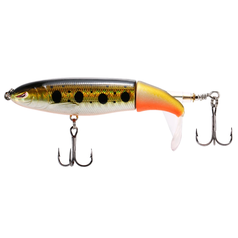 Lixada 4 inch 13g Topwater Popper Fishing Lure Floating Artificial Hard Bait with Rotating Tail Treble Hooks Pesca | Спорт и