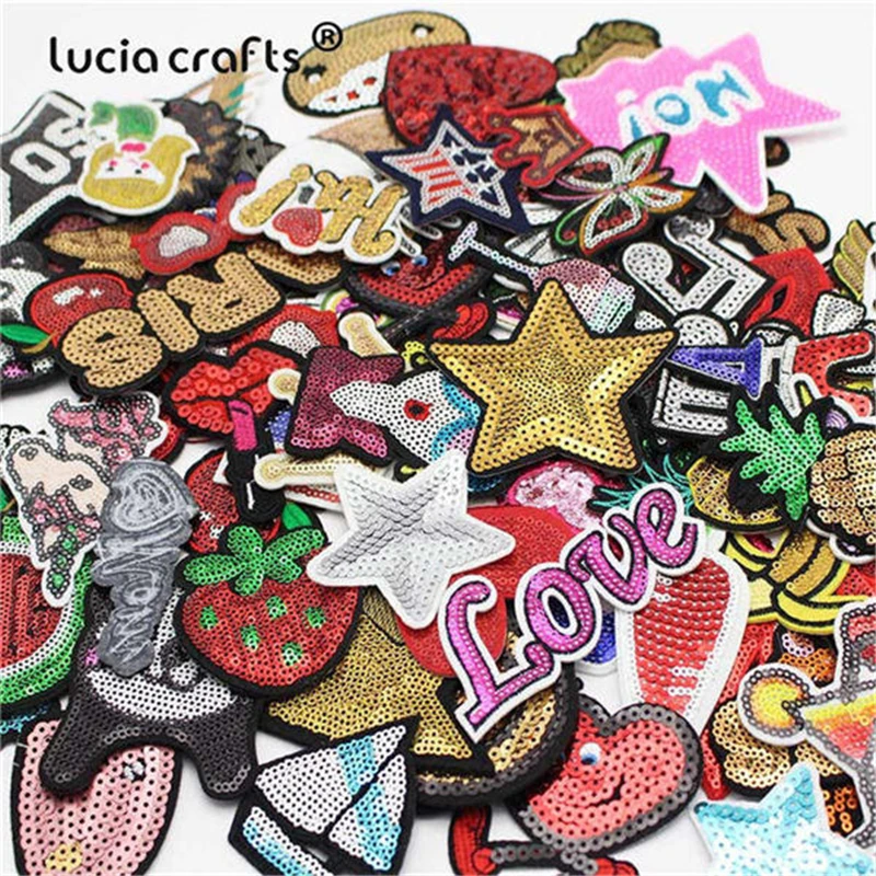 

Lucia Crafts 50 г вышитые железные нашивки Сделай Сам жара патч для одежды джинсовые эмблемы наклейки для аппликаций L1016