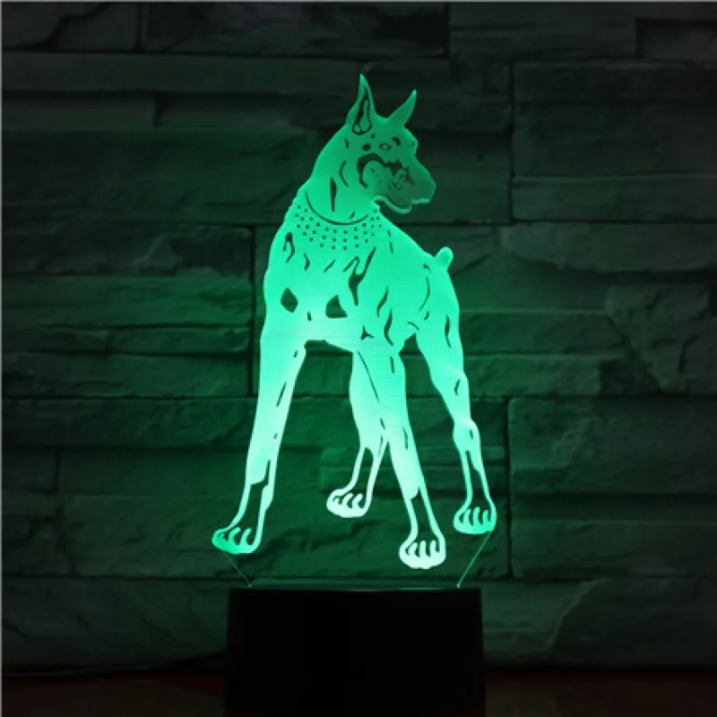 Животное собака 3D лампа Иллюзия Ночник светильник RGB Светодиодный многоцветный