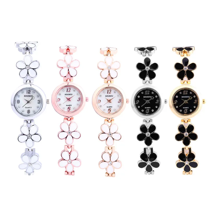 Женские часы с ремешком из нержавеющей стали Классические Аналоговые кварцевые