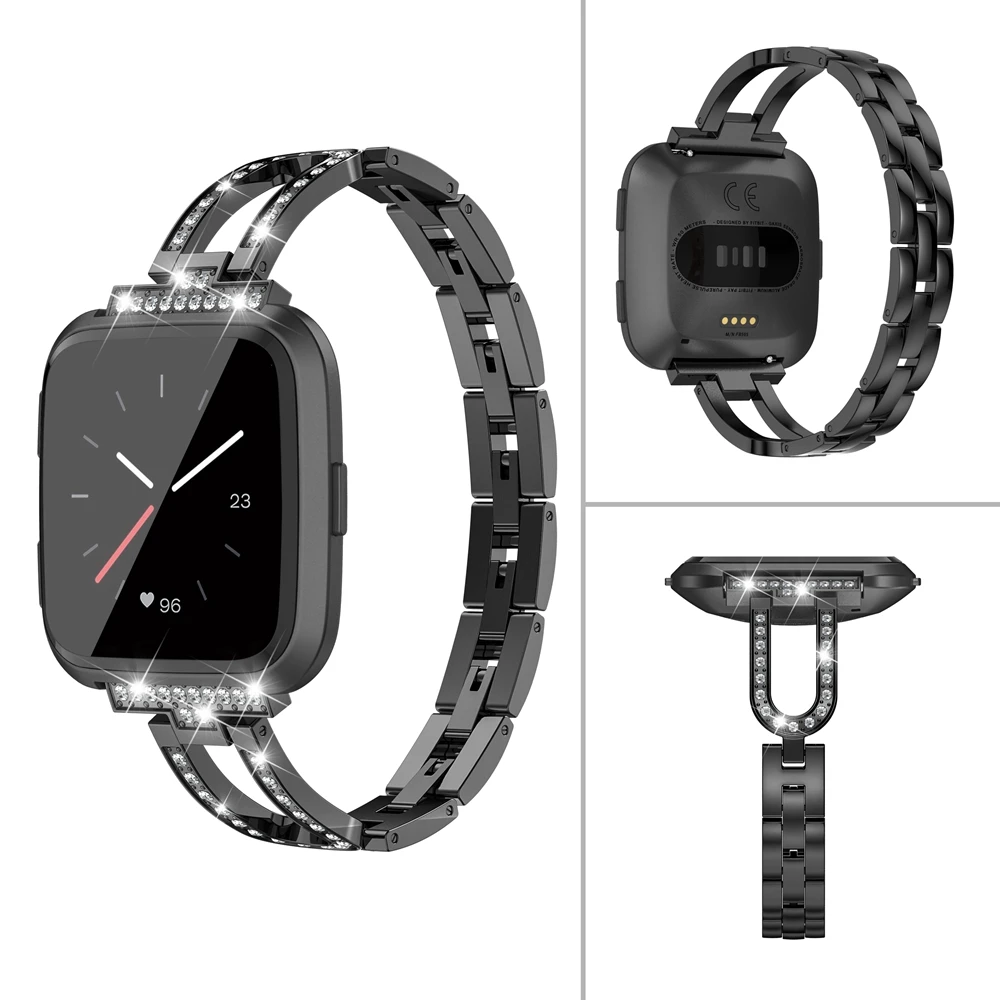 U-Design браслет со стразами для Fitbit Versa/Versa lite ремешок со стразами из нержавеющей стали, блестящий Браслет для Fitbit Versa