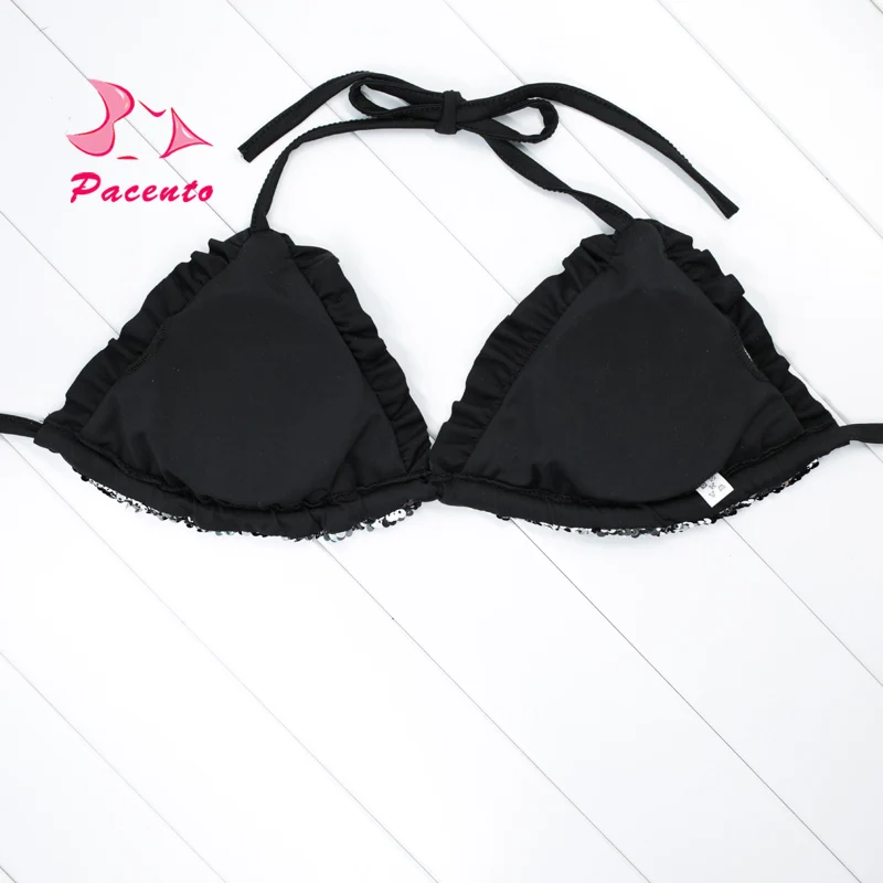 Pacento/пикантные Блёстки бикини черный бразильский купальник Для женщин повязки