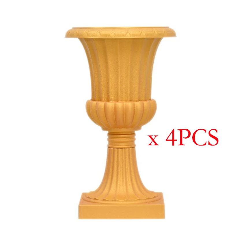 Gold Color 4 шт. Свадебная/настольная Центральная пластиковая ваза растение подвеска в форме цветка дорога свинцовый цветок стенд/горшок/стойка для свадебного украшения G004 - Цвет: Gold Color