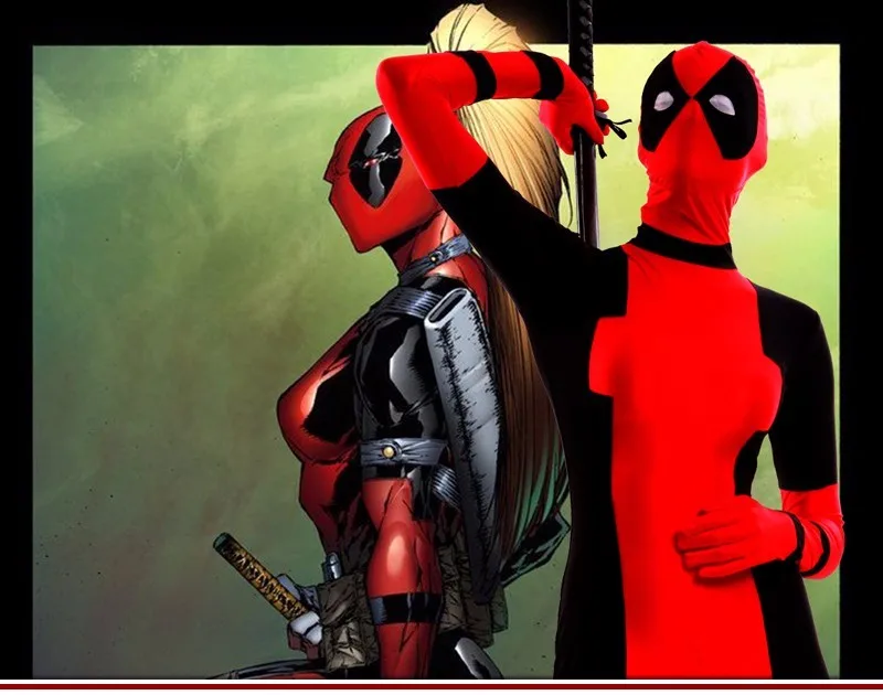 Для дам костюм с принтом Deadpool красный полный тело спандекс женщин/женщин взрослых детей супергероя Дэдпул Косплей actory прямые поставки