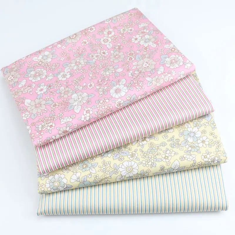 Pink Floral Printed Cotton Fabric For Patchwork Quilting Dresses Sewing Baby Bedding Needlework Crafts Cloth Material D30 | Дом и сад