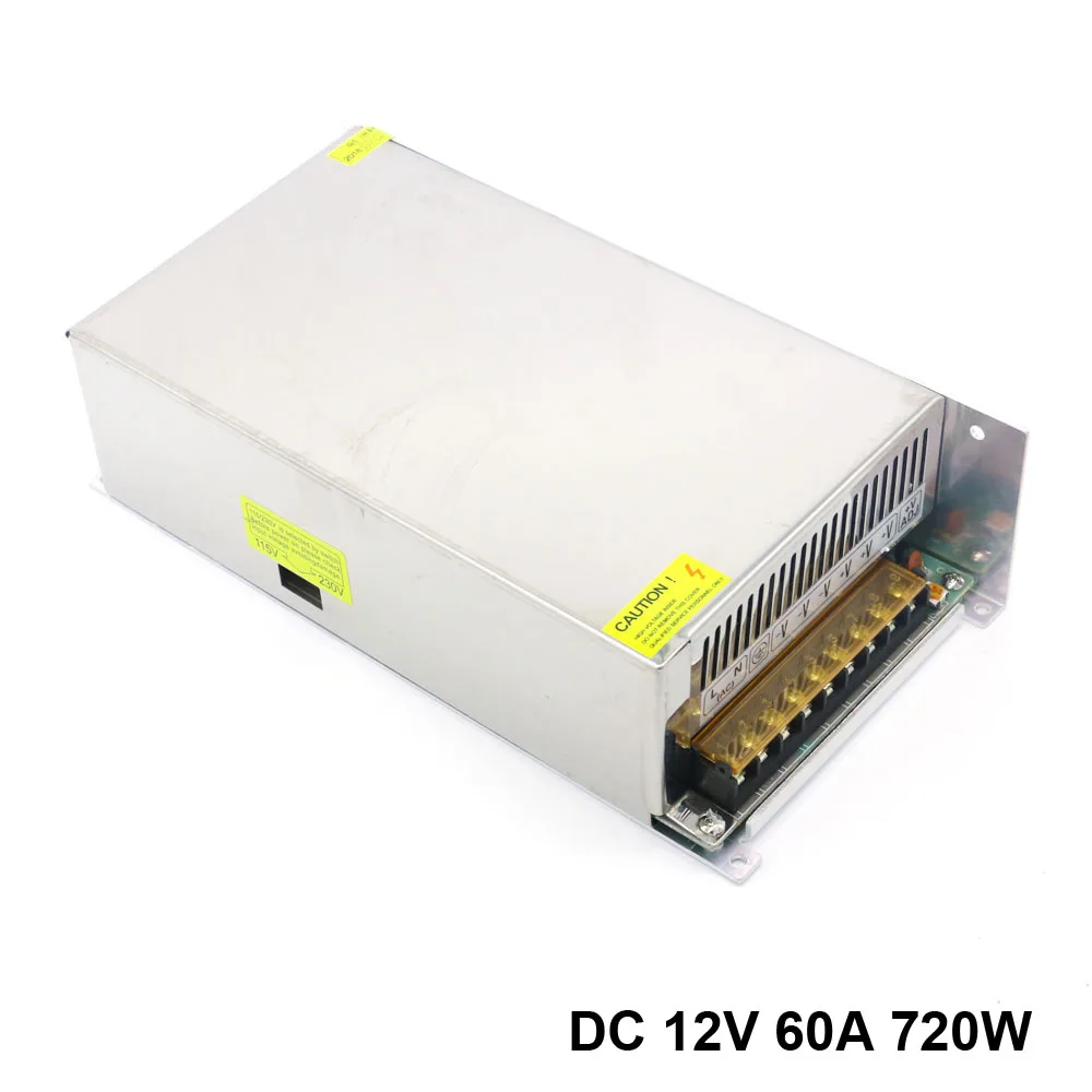 Полный тест на сжигание нагрузки AC 110V 115V 220V 230V к DC 12V 60A 720W импульсный источник
