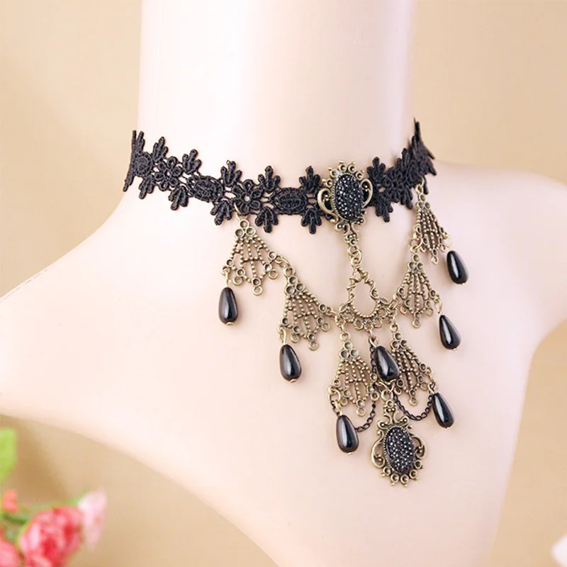 12 шт./лот черный кружевной Шарм ожерелье для подружек невесты Ювелирное