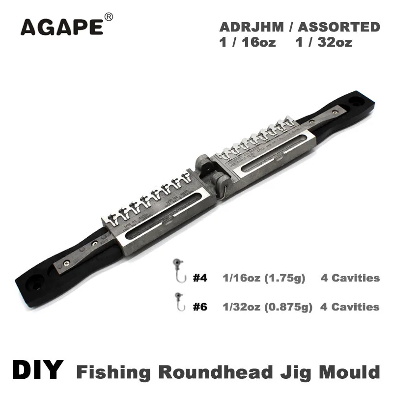 Enlarge AGAPE DIY Fishing Roundhead Jig Mould ADRJHM/ASSORTED COMBO 1/16oz(1.75g), 1/32oz(0.875g) 8 Cavities