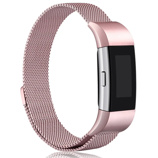 Stainless Steel Magnetic Milanese Loop Band for Fitbit Charge 2 Replacement Quick Release Wristband Strap for Fitbit Charge 3 - Цвет: Rose Pink