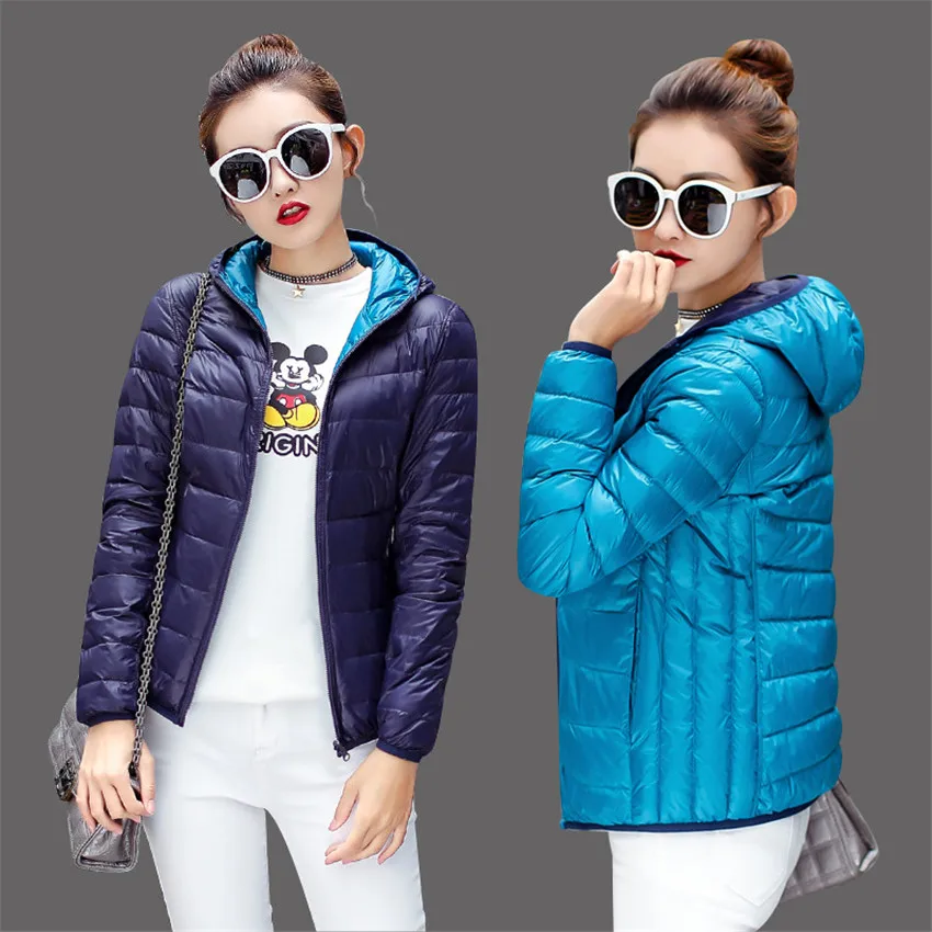 Женская легкая тонкая куртка пуховик на утином пуху осенняя короткая пуховая