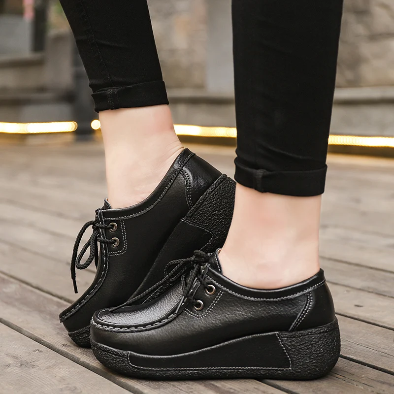 MANLI Women Shoes Sneaker Ballet Genuine Leather Flat Platform Walking Slip On Female Women's Loafers mocasines mujer | Спорт и