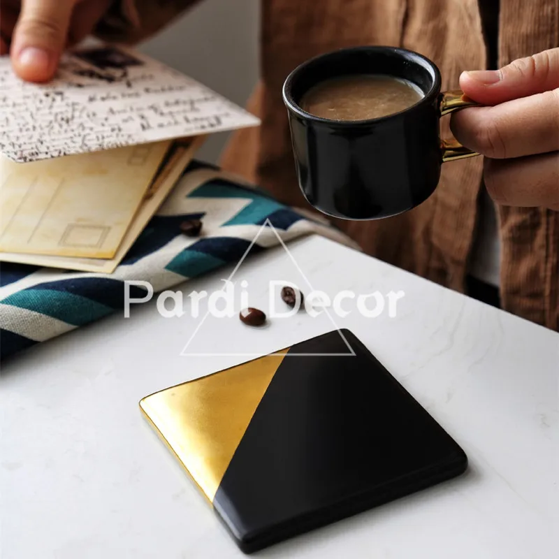 Керамический коврик с черным позолоченным покрытием для ужина подставка чашки 1