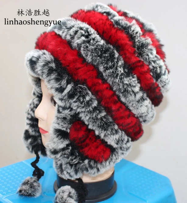 Шапка Linhaoshengyue из кроличьего меха шапка натурального теплая зимняя | Аксессуары