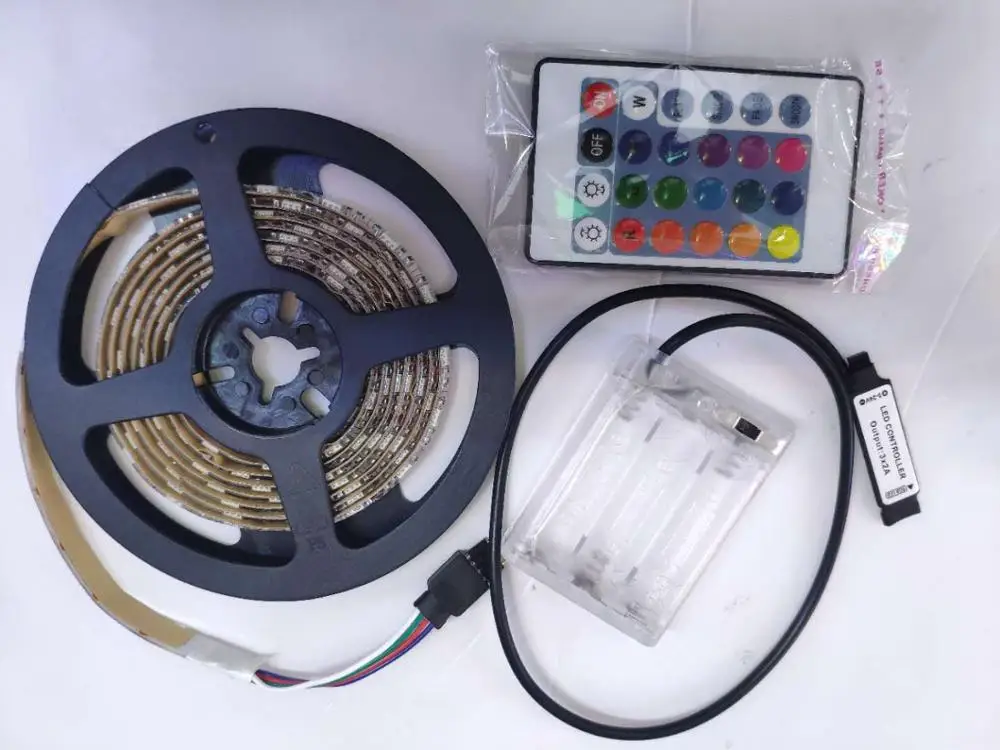 0 5 м/1 м/2 м/шт. 4 в 3aa батарея мощность 5050 LED Гибкая RGB Изменение цвета 16 цветов с 24
