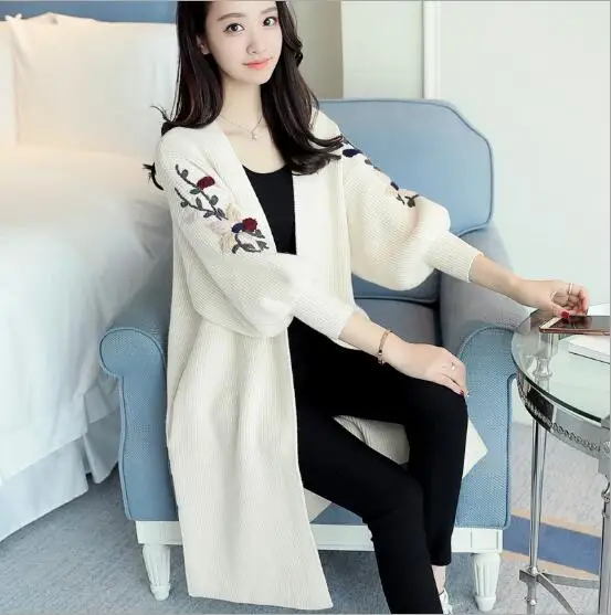 Fdfklak Autumn Winter Sweater for Women Elegant Print Ladies Cardigan Long Knitted Sweaters Womens ponchos 6 Colors |