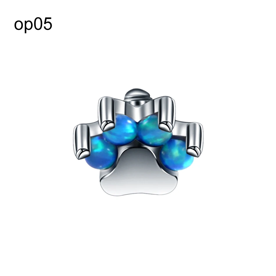 Silver OP05 1 шт. 316L нержавеющая сталь микро Кожный Якорь пирсинг опал Кошачий коготь микро Топ Кожа дайвер пирсинг скрытие вложения Украшения для тела - Окраска металла: Silver OP05