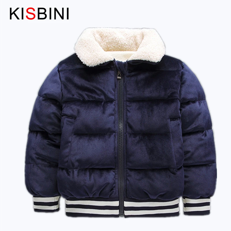 KISBINI/пуховик для мальчиков Модное плотное пальто из золотого бархата для мальчиков, теплая дышащая детская зимняя куртка корейский стиль, для детей от 2 до 6 лет