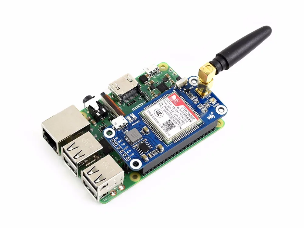 NB IoT / eMTC EDGE GPRS GNSS HAT для Raspberry Pi основанный на SIM7000C доступен только в
