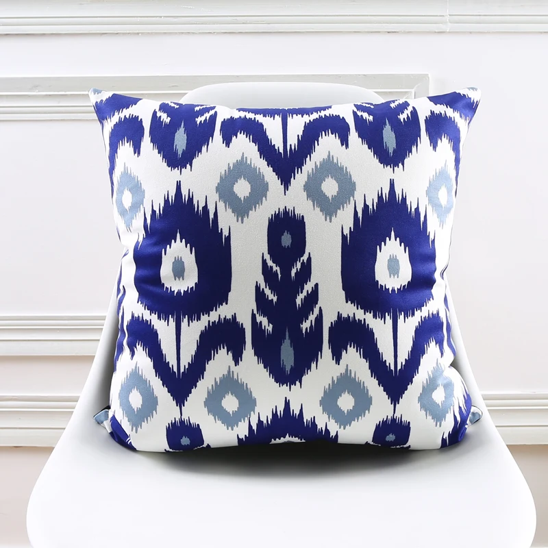 Оптовая продажа мягкий Бархатный Чехол на подушку Синий Геометрический рисунок