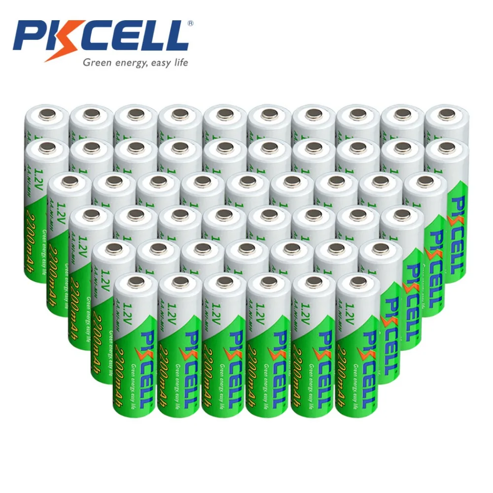 50 шт./лот батарейки PKCELL AA Ni-MH 1,2 V 2200mAh AA аккумуляторные батареи низкого саморазряда 2A батареи