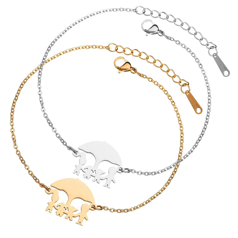 UZone Brand Stainless Steel Charm Bracelets Bangles For Family Women Men Dad Daughter Son Gold Color Jewelry Drop Shipping - Окраска металла: B244