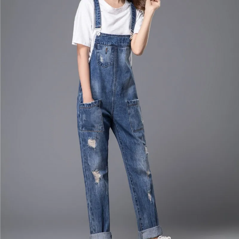 Женский джинсовый комбинезон с широкими штанинами размеры S M Xl 3Xl 5Xl 6Xl|jumpsuit plus|overall