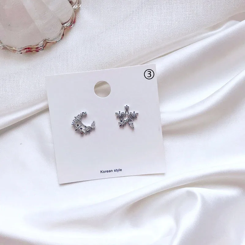 Новинка 2019 блестящие милые серьги в виде звезды асимметричные для женщин круглые