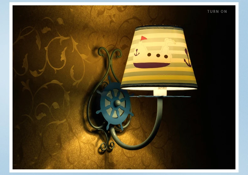 Mediteranean Sea Style Blue Wall Lights for kids room Modern LED cartoon Light Bedroom Lamp AC 110v-240v Sconce | Лампы и освещение