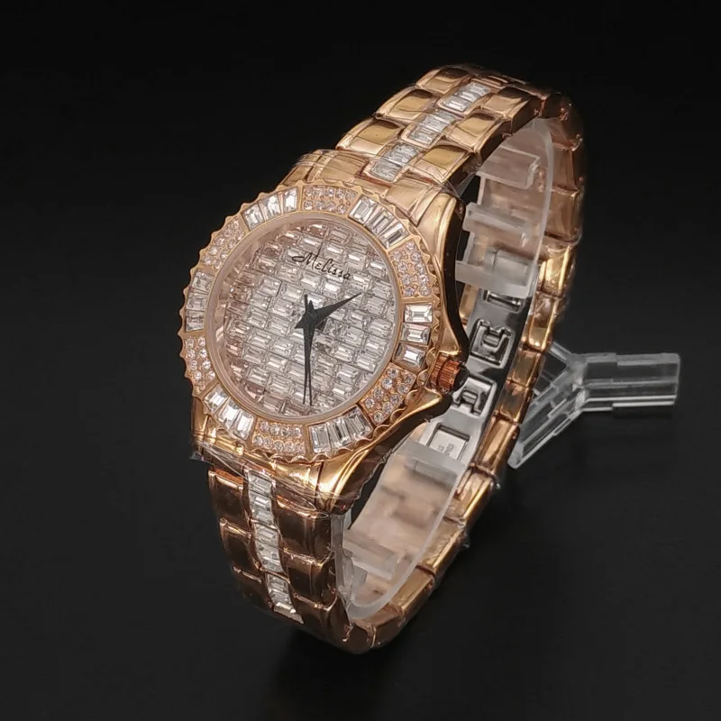 

Luxury Melissa Lady Women's Crystal Watch Elegant Rhinestone Ceramic Fashion Hours Dress Bracelet Girl Party Birthday Gift