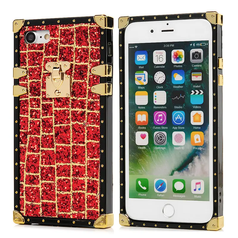 Роскошные блестящие Чехлы в клетку для iPhone 6 7 8 Plus X Xr Max Square Ретро брендовый чехол