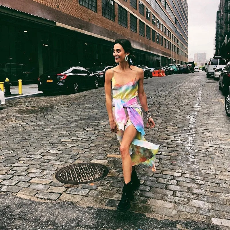 Летнее сексуальное богемное Платье макси с v-образным вырезом женское яркое