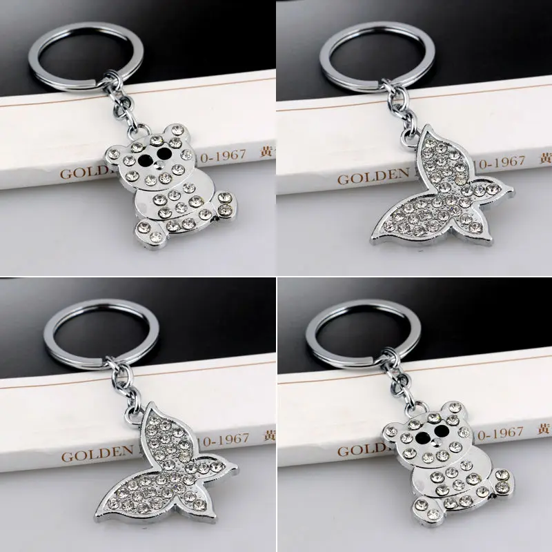 Медведь Король Кулон брелоки со стразами хрустальные для женщин креативный