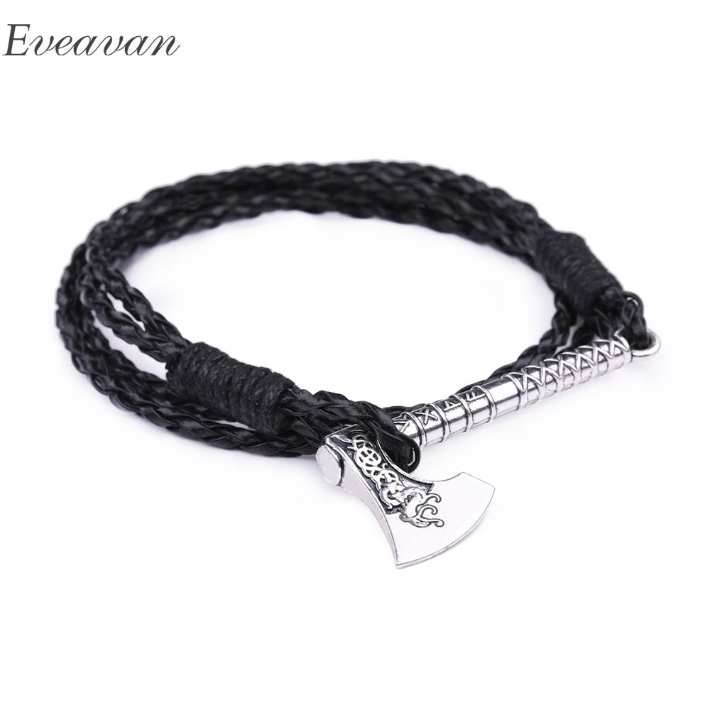 EUEAVAN 5 шт. винтажный панк топор плетеный кожаный браслет Wicca очаровательные