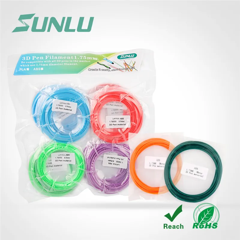 SUNLU PCL 3D Ручка нить пополнения 10 цветов 5 м/уп. для печати каракули ручка при низкой