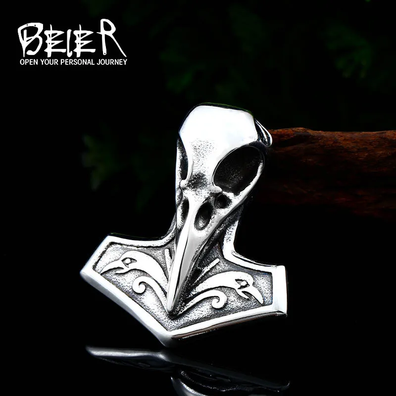 Байер Норс Ворон ожерелье с кулоном викинга ворона руны Тор молот Мьёльнир талисман Винтаж Орел мужчины цепи o мужчины BP8-410